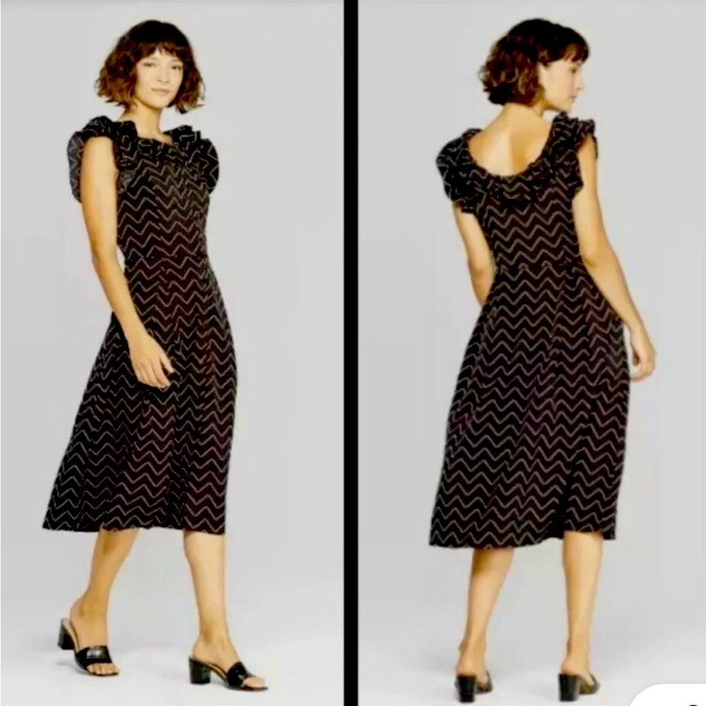 Who What Wear button-up dress with ruffled sleeves - size S